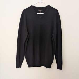 Club Room Luxury Cashmere Sweater Men's V-Neck Black Sweater